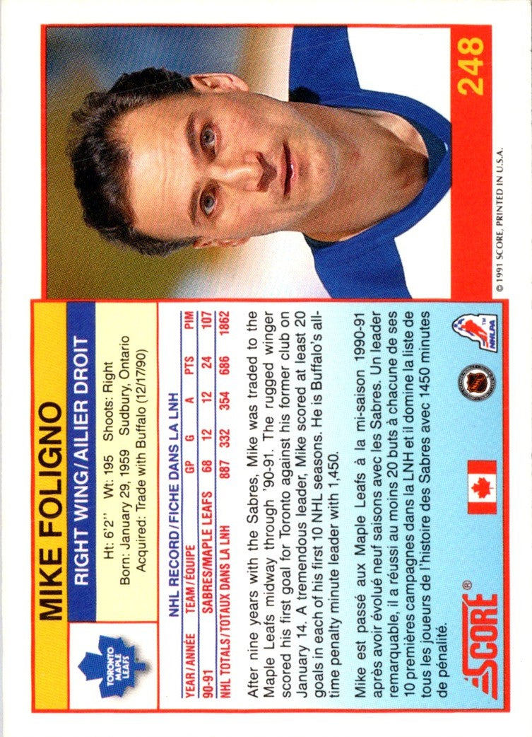 1991 Score Canadian English Mike Foligno