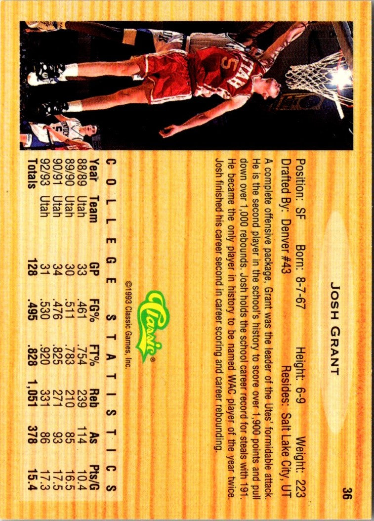 1993 Classic Draft Picks Josh Grant