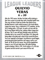 1992 Fleer Excel League Leaders Quilvio Veras #6