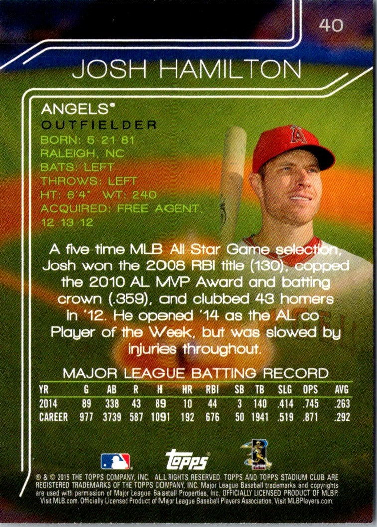 2015 Stadium Club Josh Hamilton