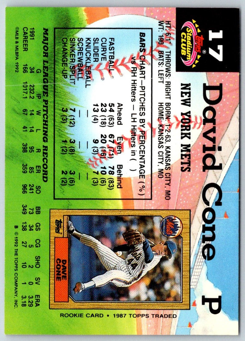 1992 Stadium Club David Cone