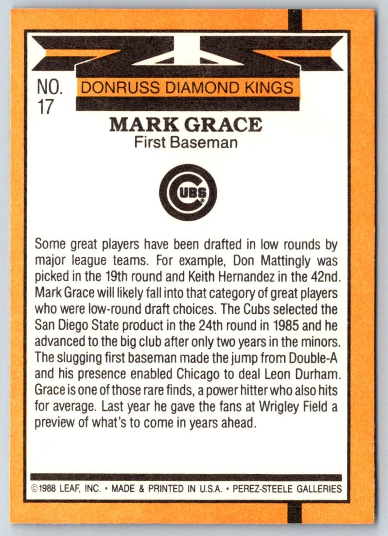 1989 Donruss Diamond  Kings Mark Grace