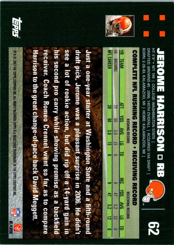 2007 Topps Cleveland Browns Jerome Harrison #6