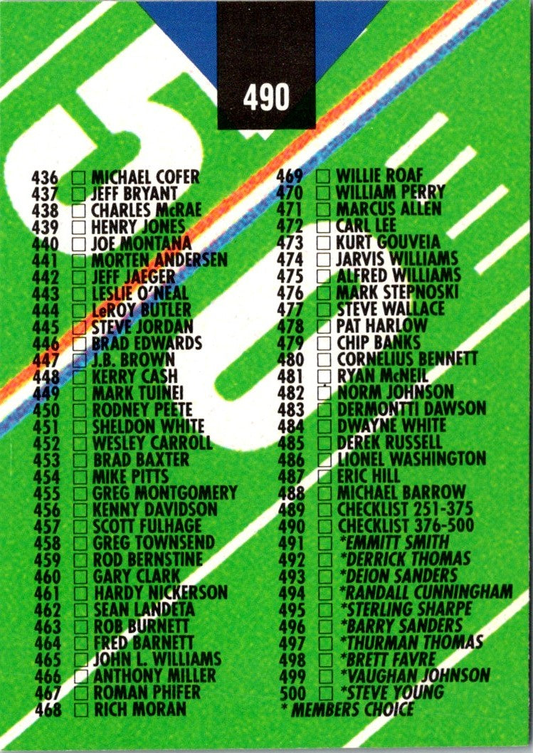 1993 Stadium Club Super Teams Bowl Checklist 376-