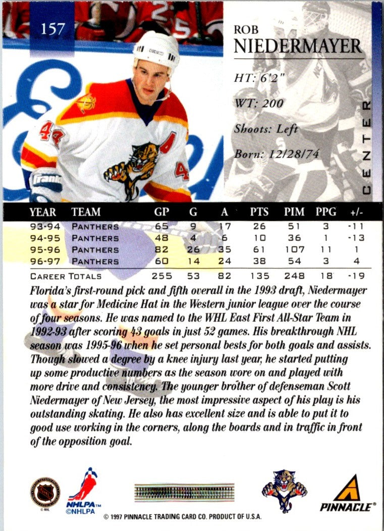 1997 Pinnacle Rob Niedermayer