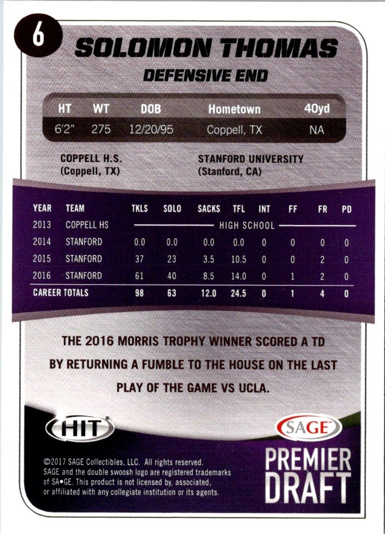 2017 SAGE HIT Solomon Thomas