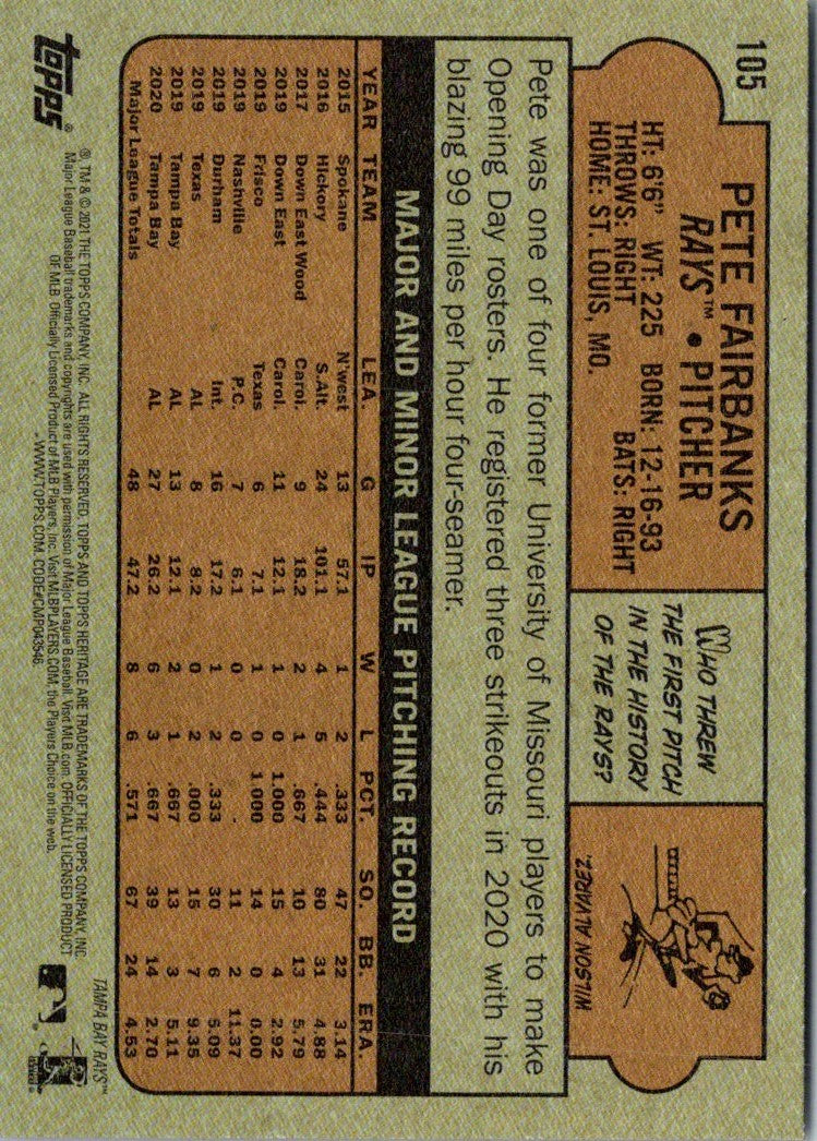 2021 Topps Heritage Pete Fairbanks