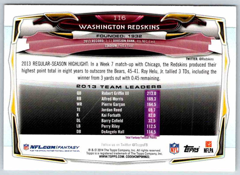 2014 Topps Washington Redskins