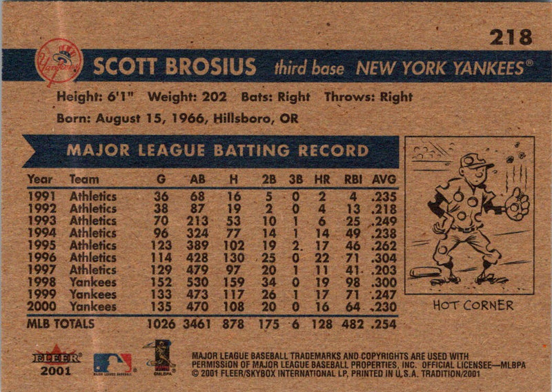 2001 Fleer Tradition Scott Brosius