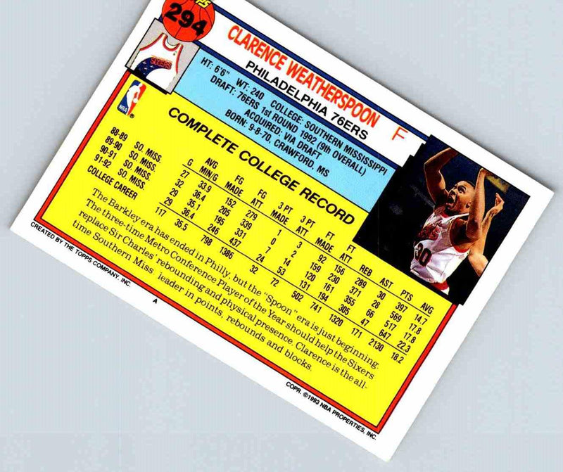 1991 Topps Clarence Weatherspoon
