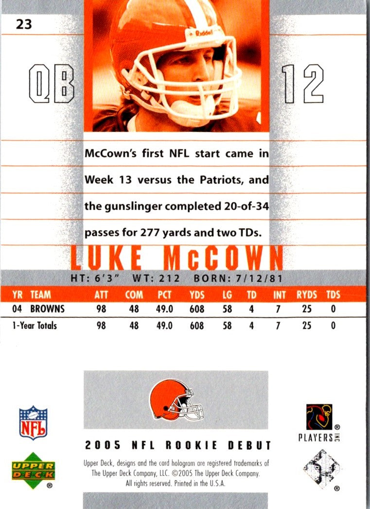 2005 Upper Deck Rookie Debut Luke McCown