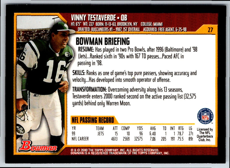 2000 Bowman Vinny Testaverde