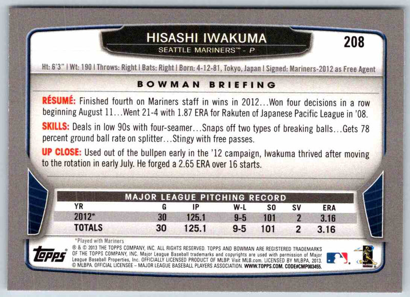 2014 Bowman Hisashi Iwakuma