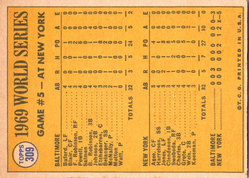 1970 Topps World Series Game 5 - Koosman Shuts The Door!