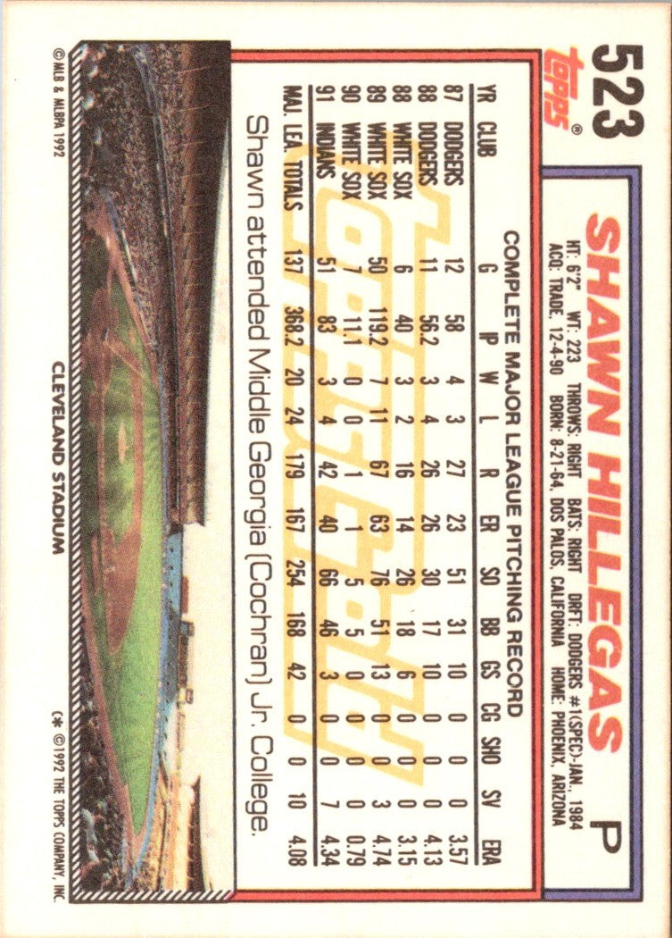 1992 Topps Shawn Hillegas