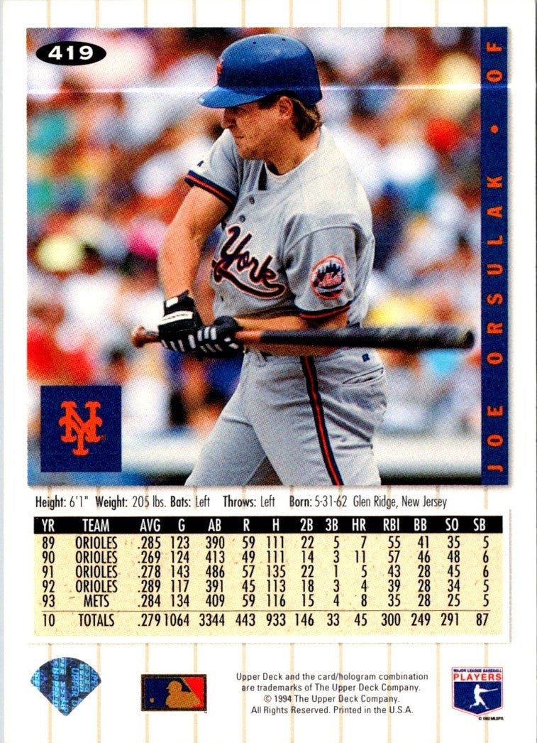 1994 Collector's Choice Silver Signature Joe Orsulak