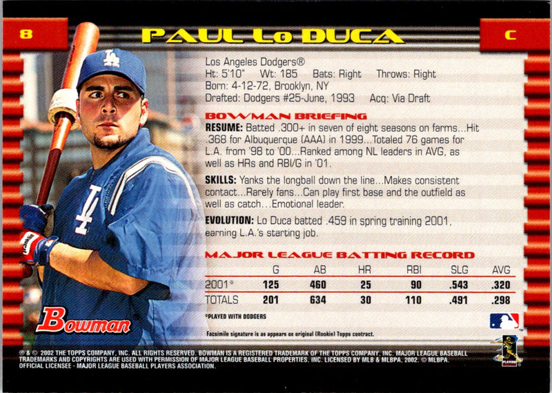 2002 Bowman Gold Paul Lo Duca