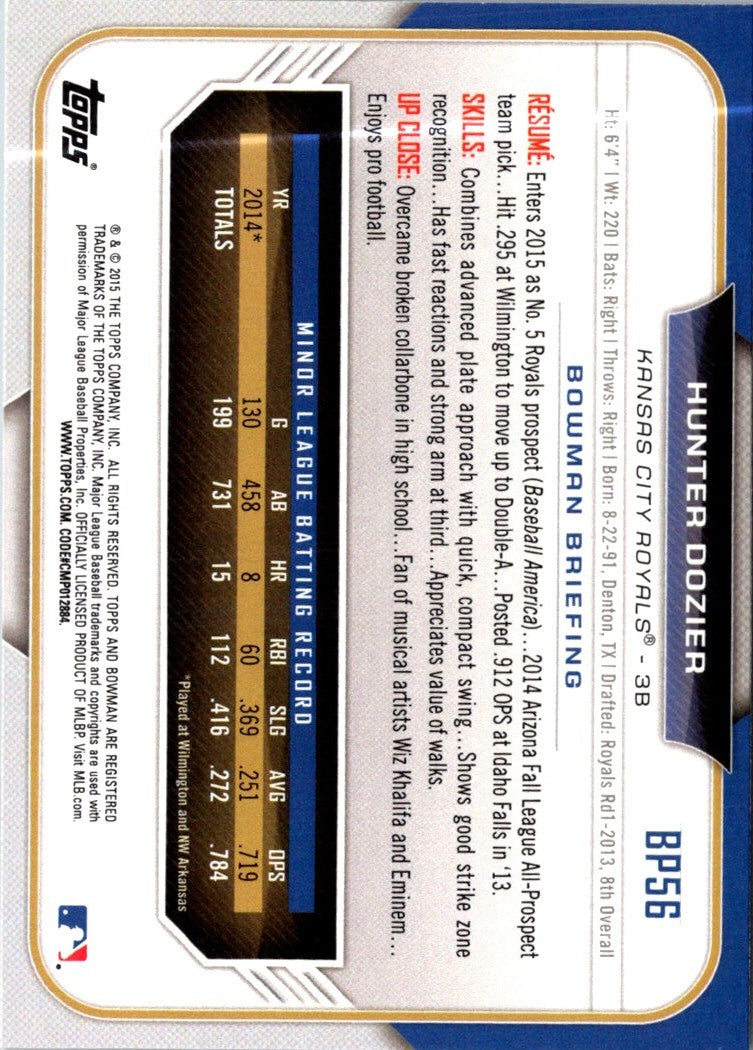 2015 Bowman Prospects Hunter Dozier