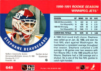 1990 Pro Set Stephane Beauregard #648 Rookie