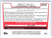 2012 Bowman Brett Wiley #BDPP91