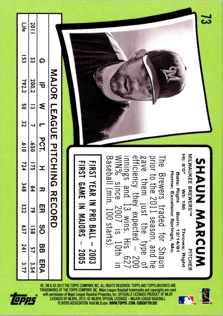 2012 Topps Archives Shaun Marcum
