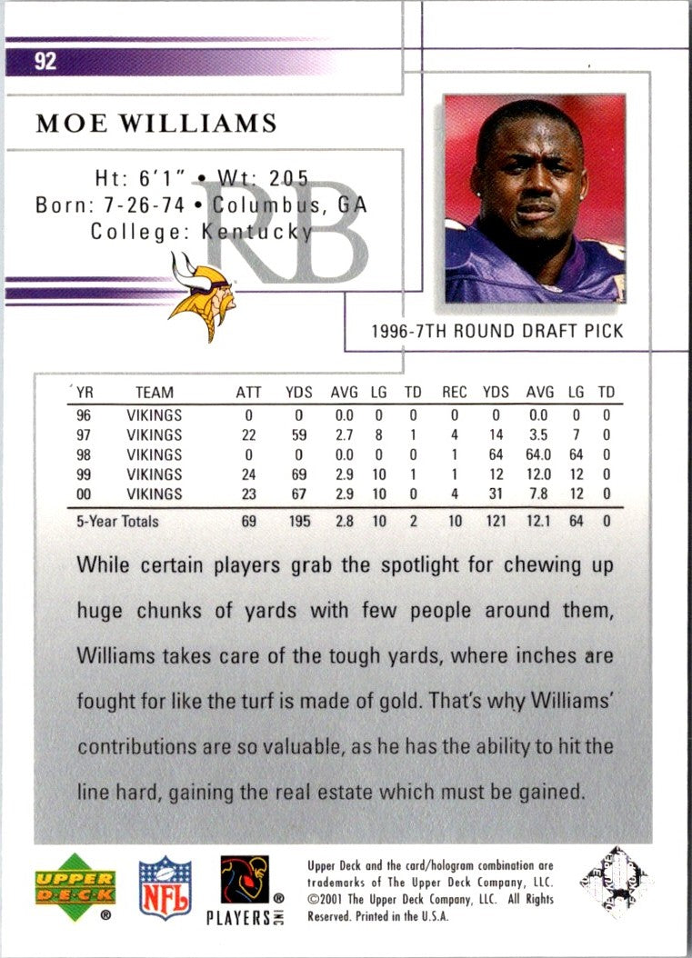 2001 Upper Deck Moe Williams