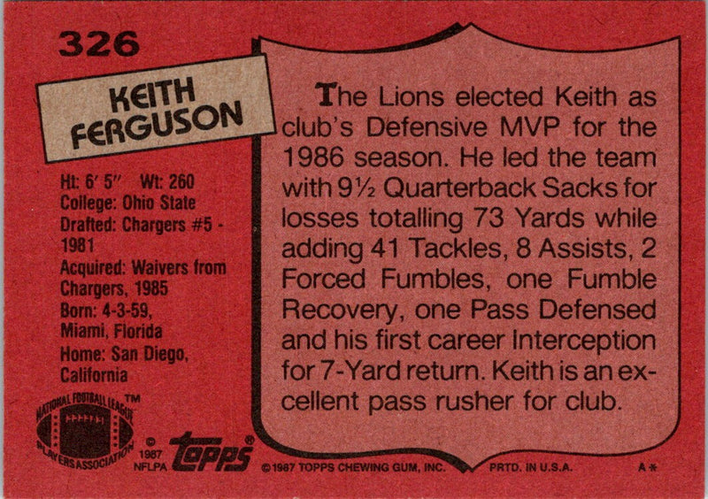 1987 Topps Keith Ferguson
