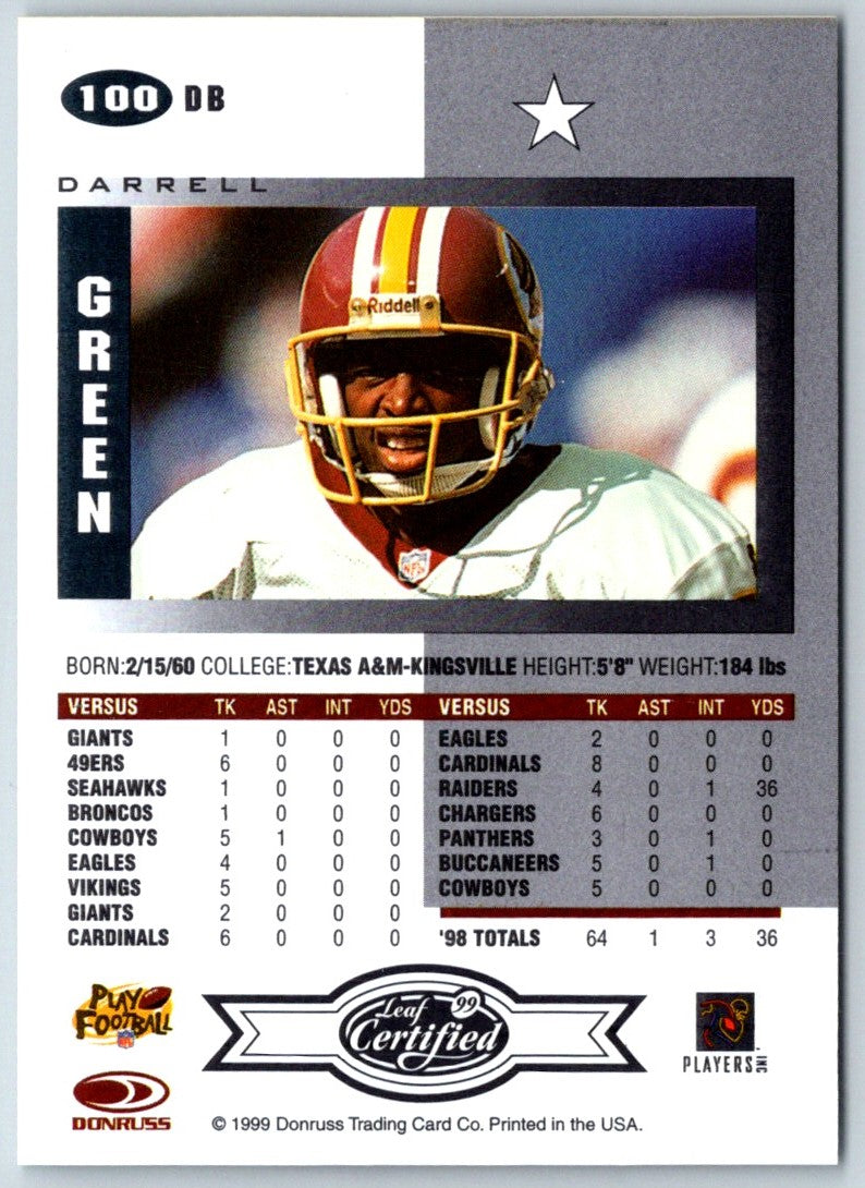 1999 Leaf Certified Darrell Green