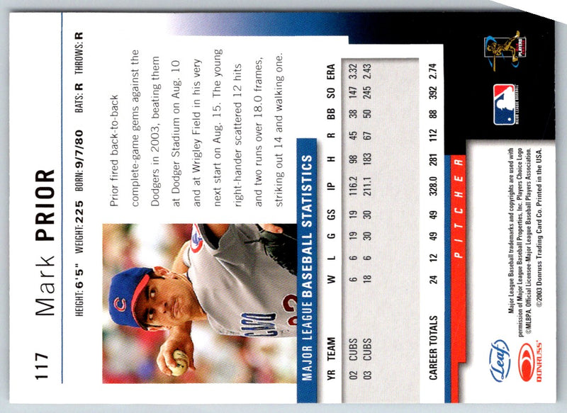2004 Leaf Mark Prior