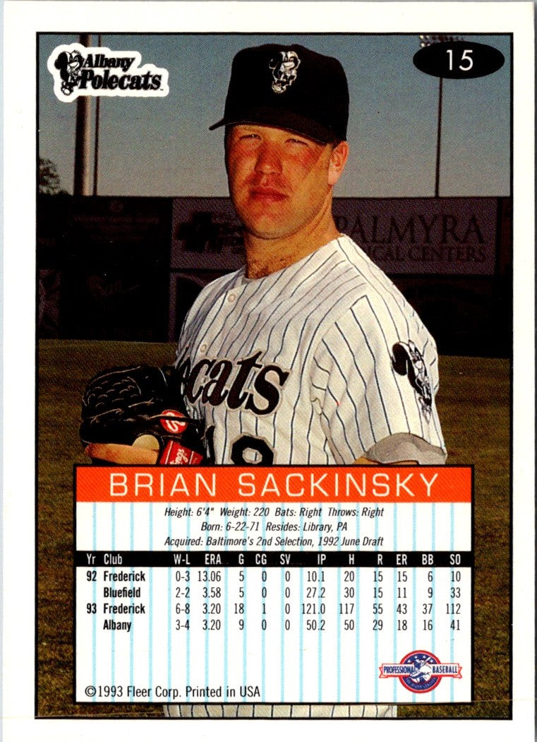 1993 Fleer Excel Brian Sackinsky