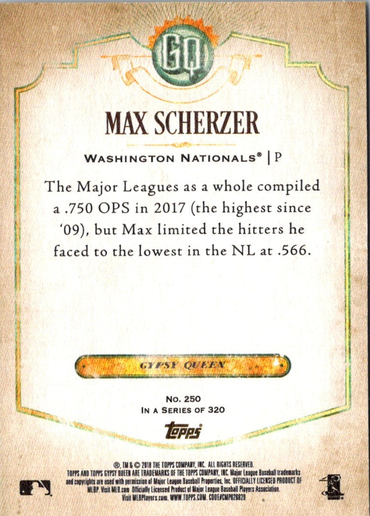 2018 Topps Gypsy Queen Max Scherzer