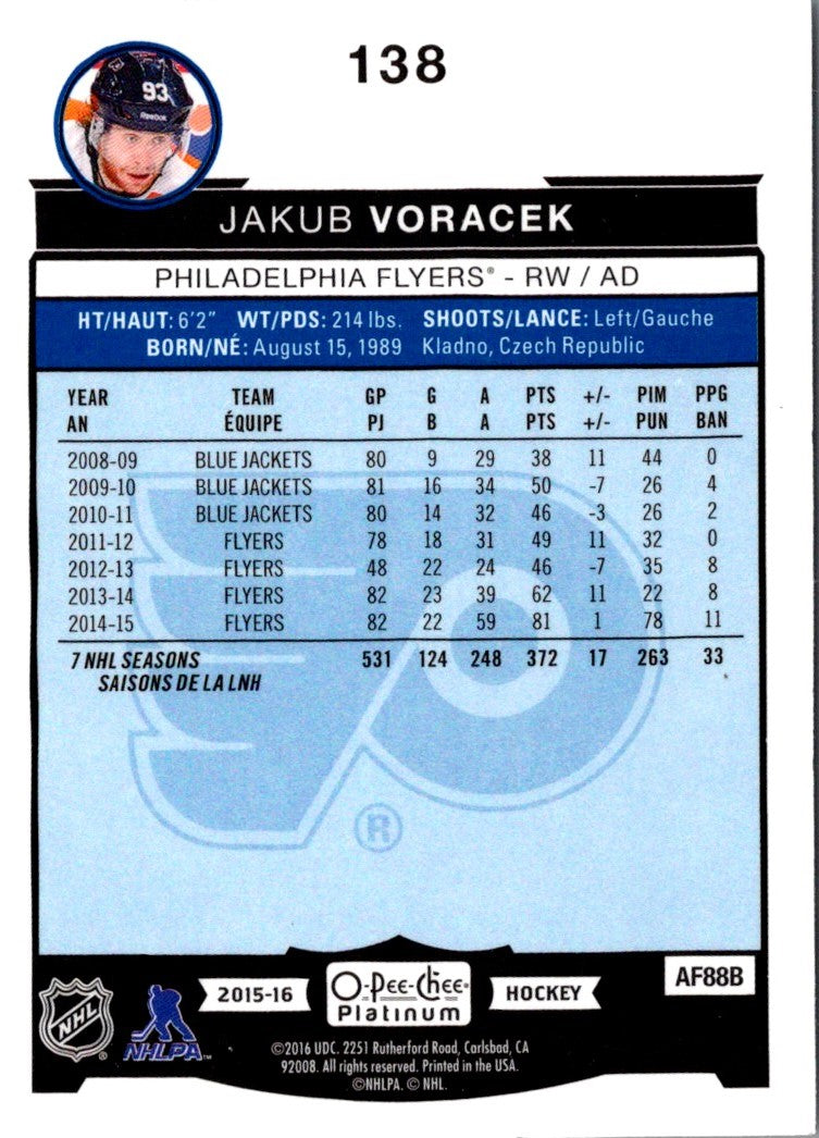 2015 O-Pee-Chee Platinum Jakub Voracek