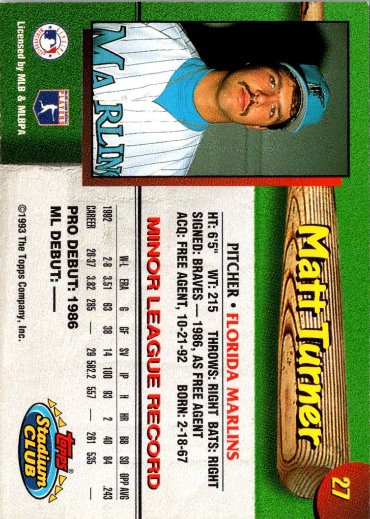 1993 Stadium Club Florida Marlins Matt Turner