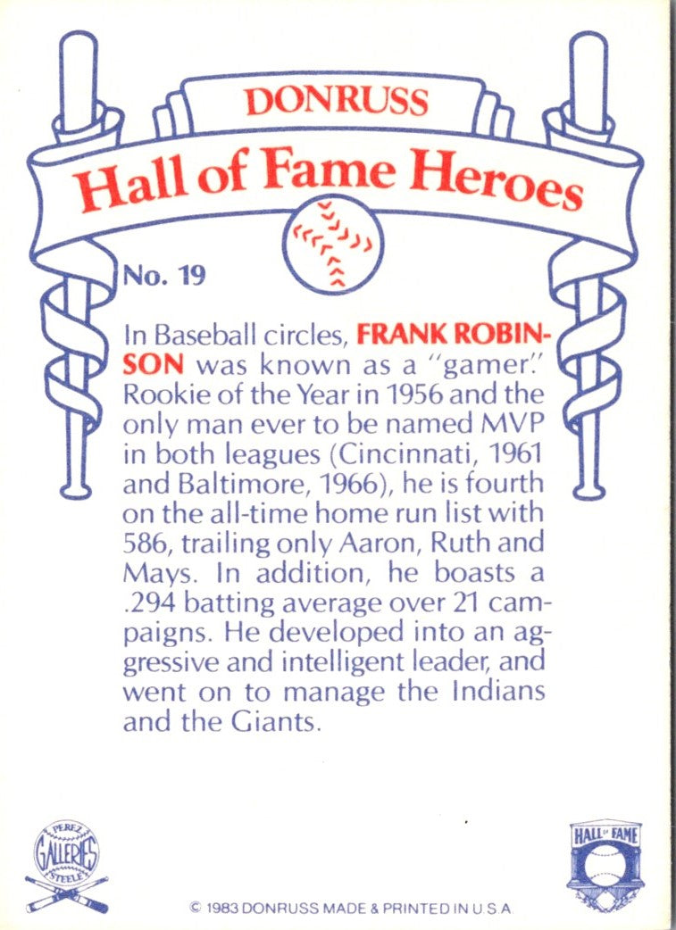 1983 Donruss Hall of Fame Heroes Frank Robinson