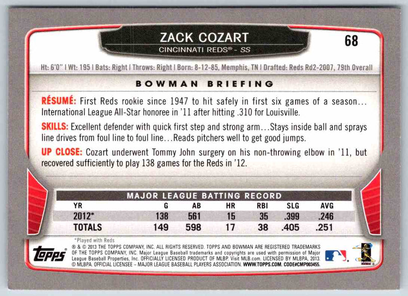 2013 Bowman Zack Cozart