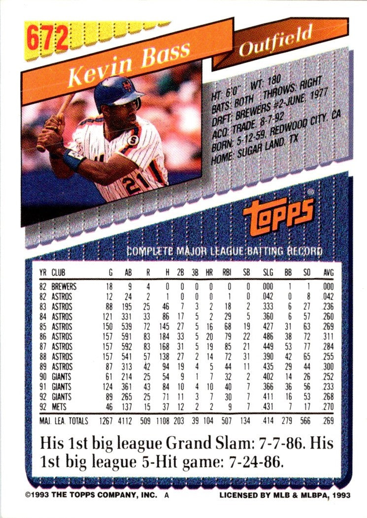 1993 Topps Gold Kevin Bass