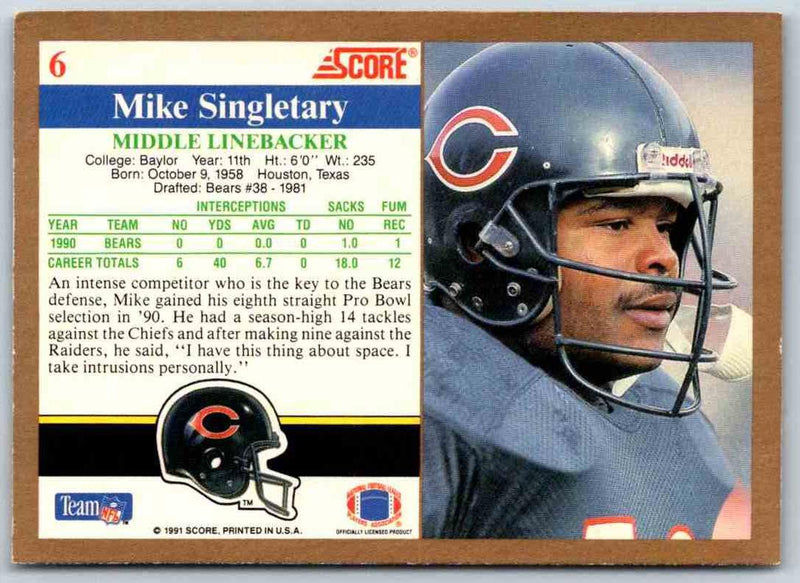 1991 Score Mike Singletary