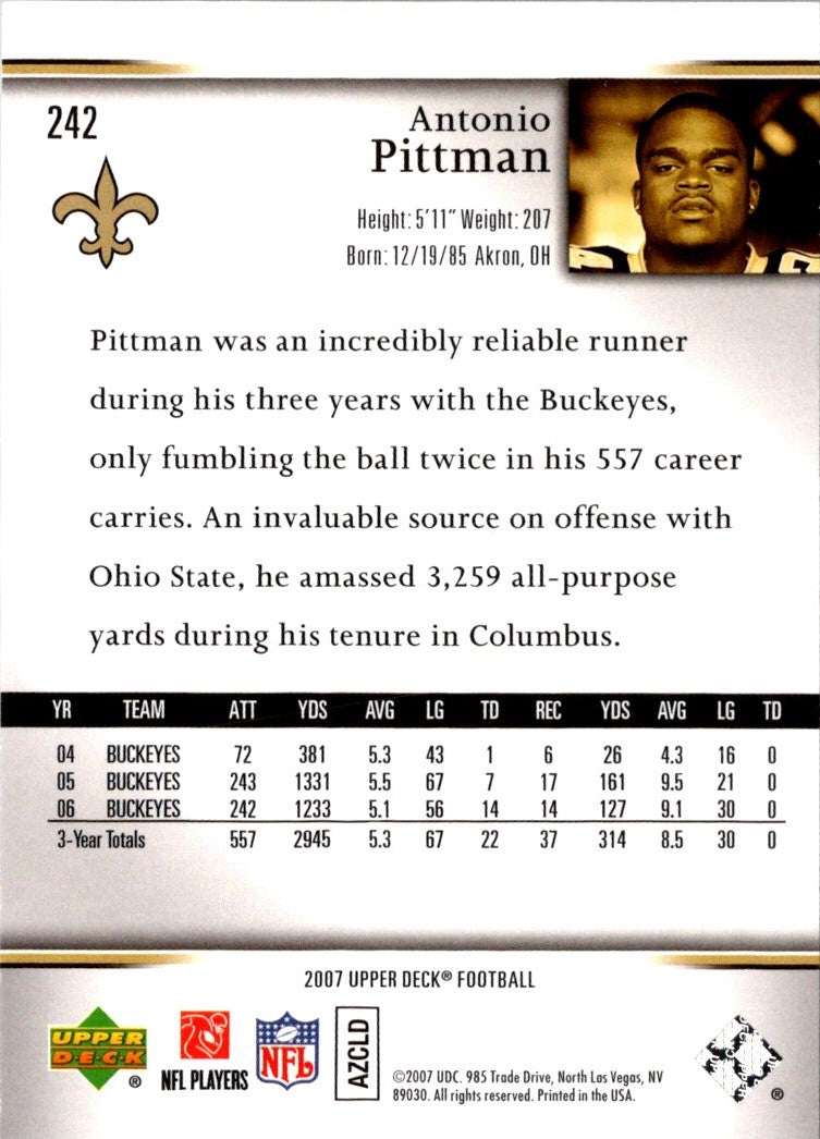 2007 Upper Deck Star Rookies Rookie Exclusives Edition Antonio Pittman