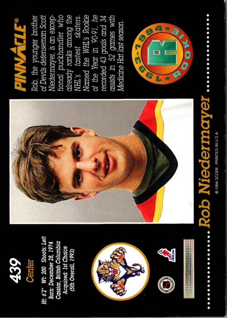 1993 Pinnacle Rob Niedermayer