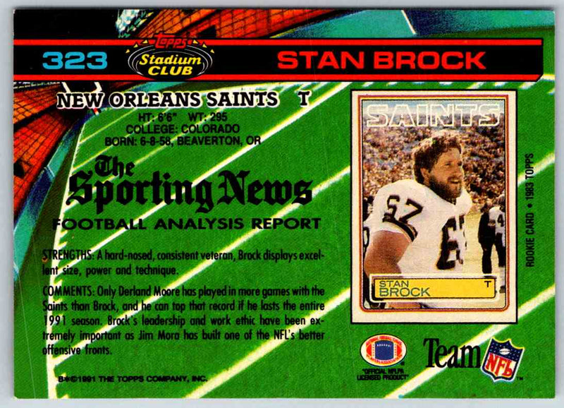 1991 Topps Stadium Club Football Stan Brock