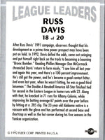 1992 Fleer Excel League Leaders Russ Davis #18