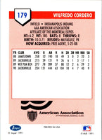 1991 Line Drive AAA Indianapolis Indians Ad Backs Wil Cordero #179