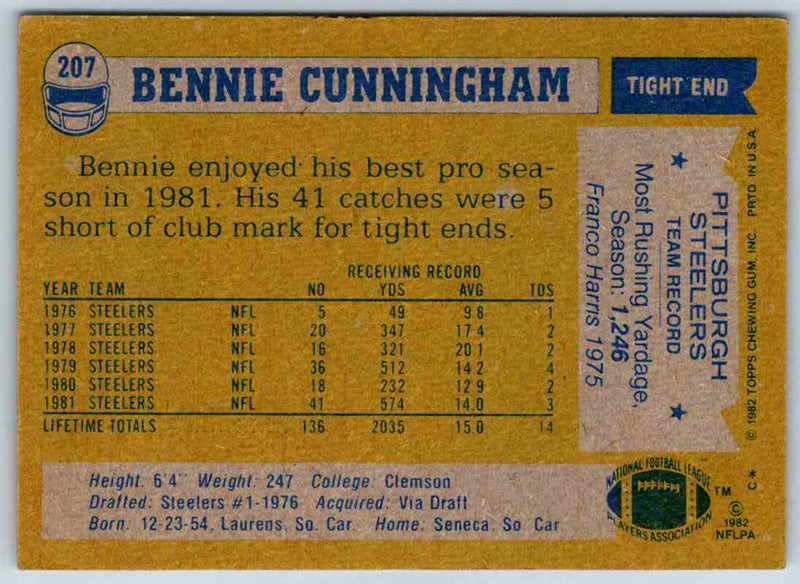 1982 Topps Bennie Cunningham