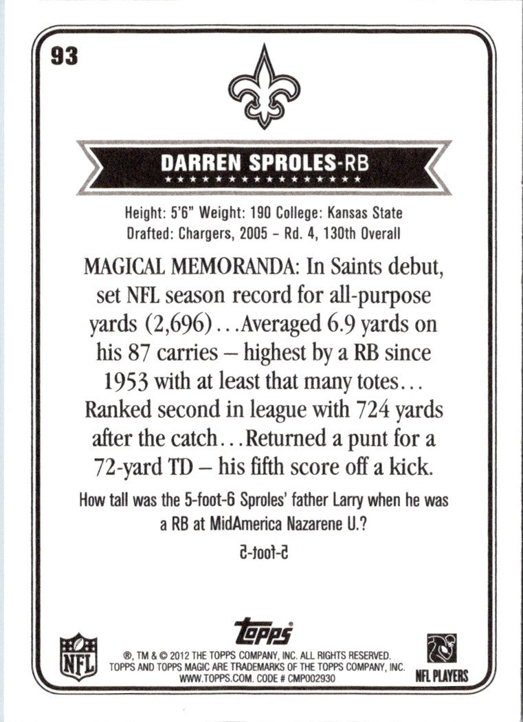 2012 Topps Magic Darren Sproles