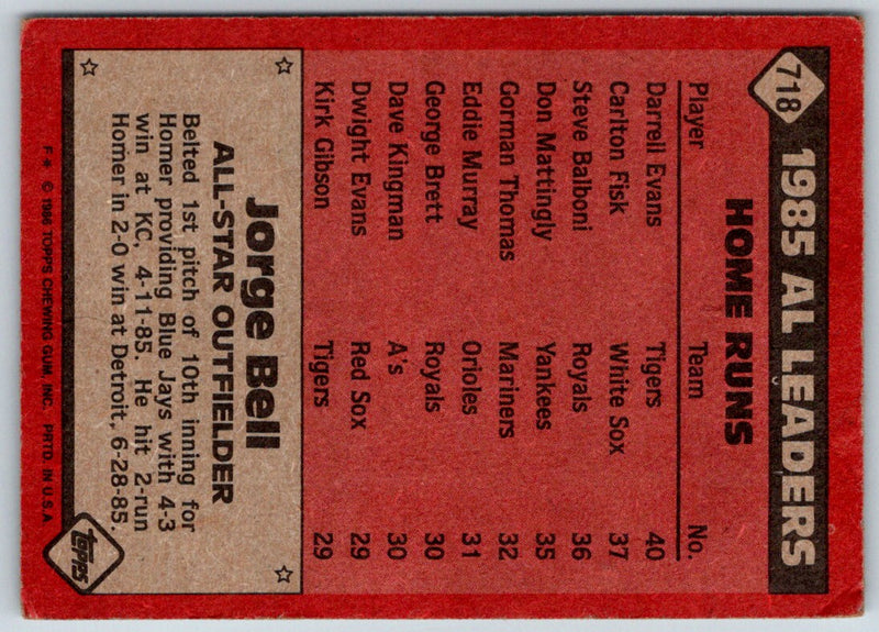 1986 Topps Jorge Bell