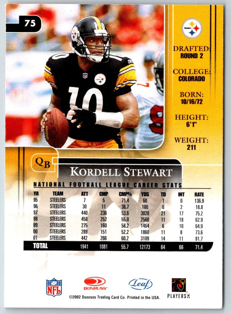 2002 Leaf Certified Kordell Stewart