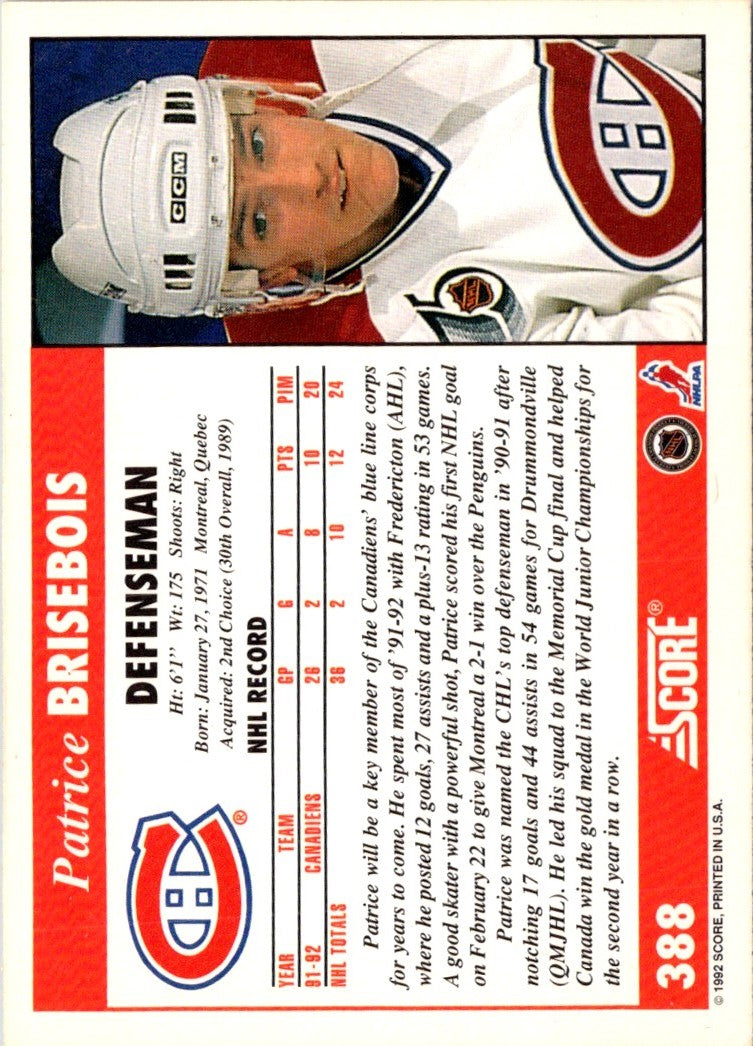 1992 Score Patrice Brisebois