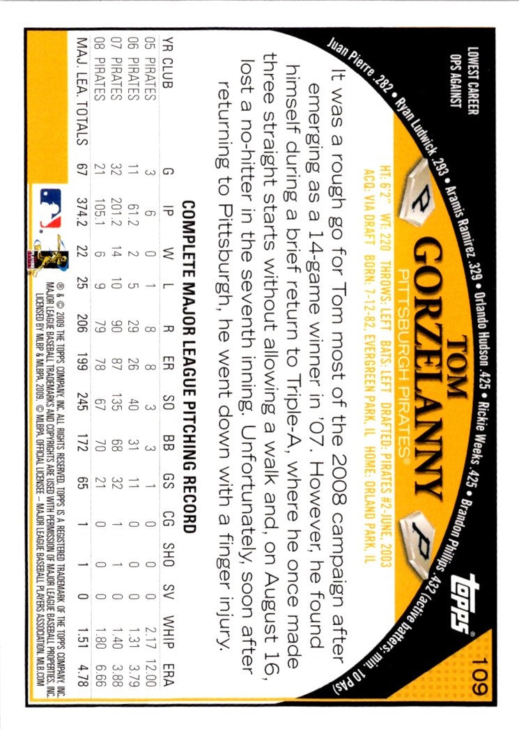 2009 Topps Tom Gorzelanny