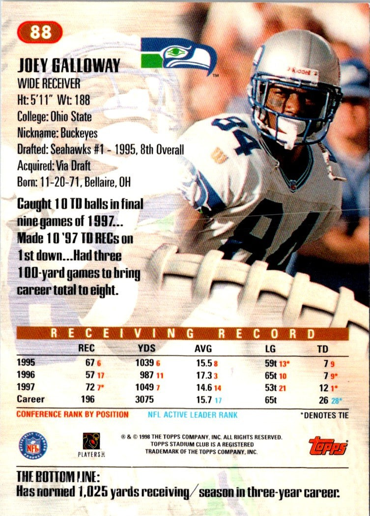 1998 Stadium Club Joey Galloway