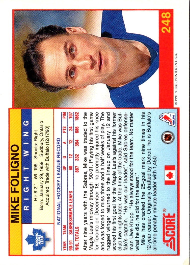 1991 Score Canadian Mike Foligno